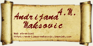 Andrijana Maksović vizit kartica